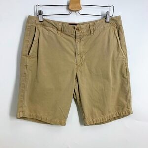 UNTUCKit Mens Shorts Size 34 Beige‎ Casual Flat Front Pima Cotton